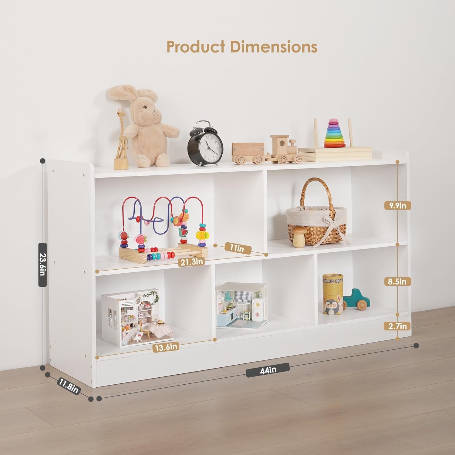 Five-Compartment Wooden Toy Shelf (Open Style) - Image 2